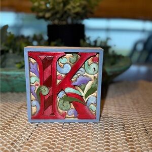 Jim Shore - Heartwood Creek Monogram - Letter K- Initial Block Wall Hanging